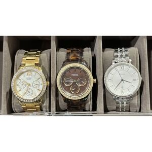 Lot of 3 Women's Watches 2 Fossil 1 Citizen Quartz Jewelry Drawer Cleanout Untes